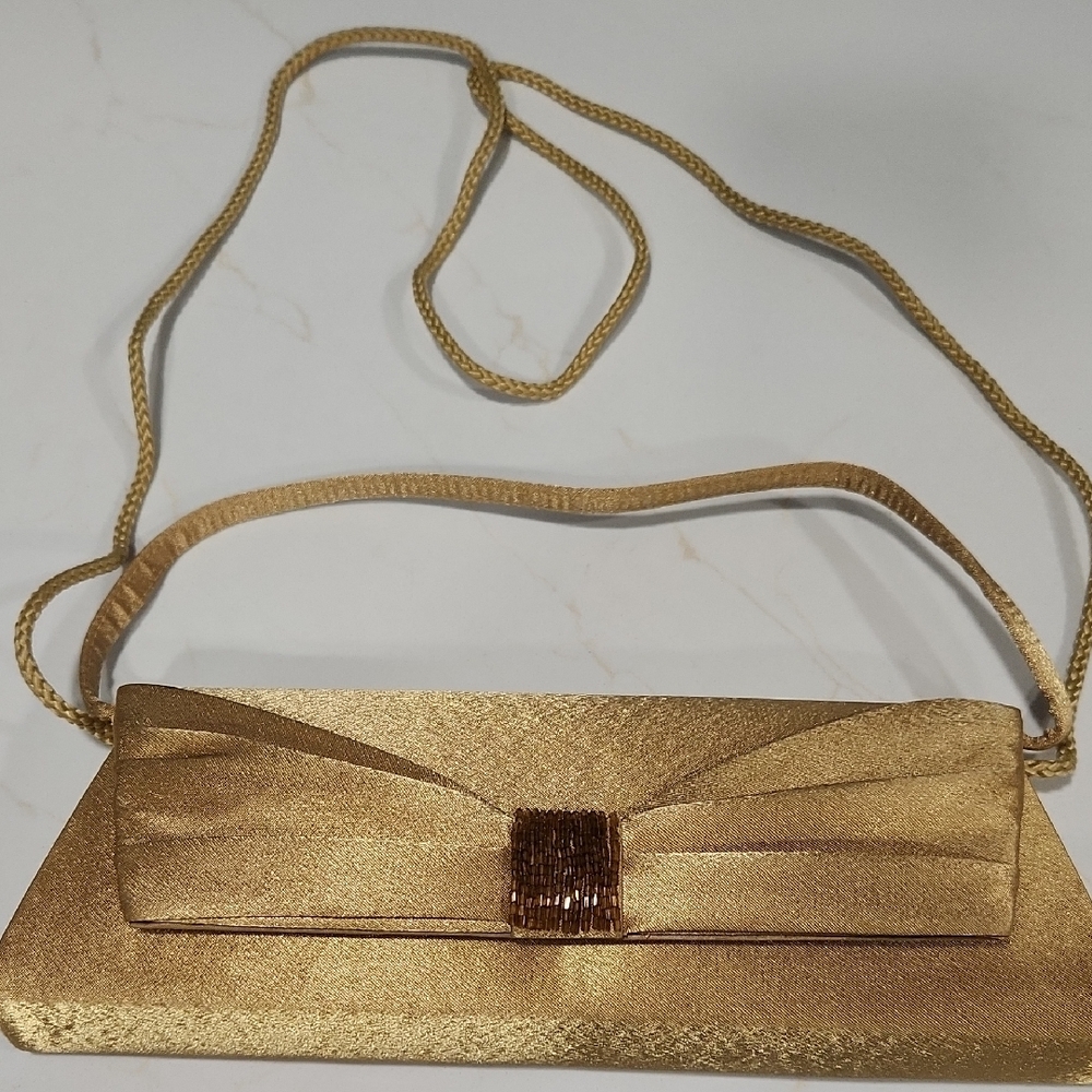 Jessica McClintock Gold Clutch Wristlet Bag - Picture 5 of 7